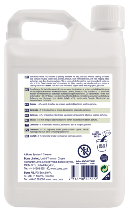 Bona Hard-Surface Floor Cleaner for Mopping Robots 1.1L