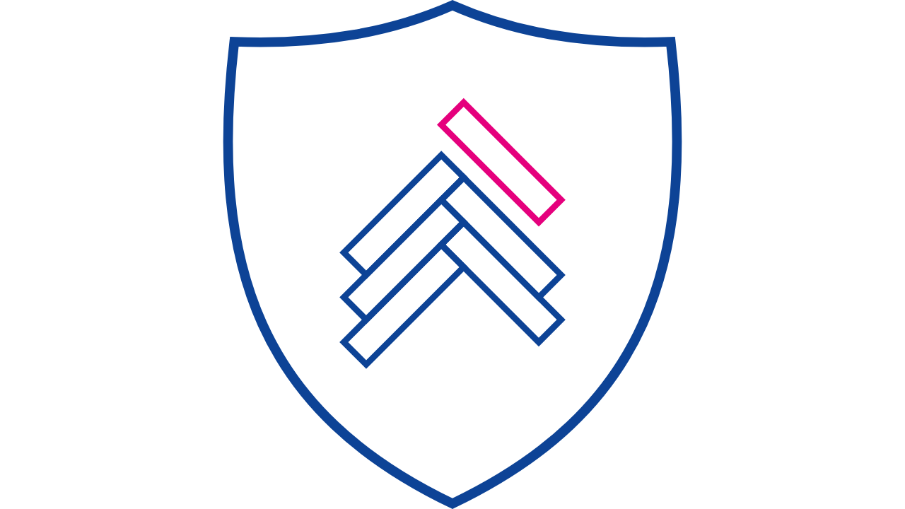 Icon for installing herringbone flooring showing a shield with a herringbone pattern.